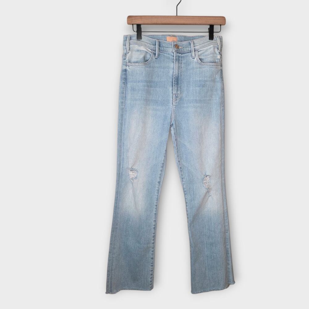 MOTHER The Hustler Ankle Fray High Rise Flare Jeans Not So Chill Pill Women's 29